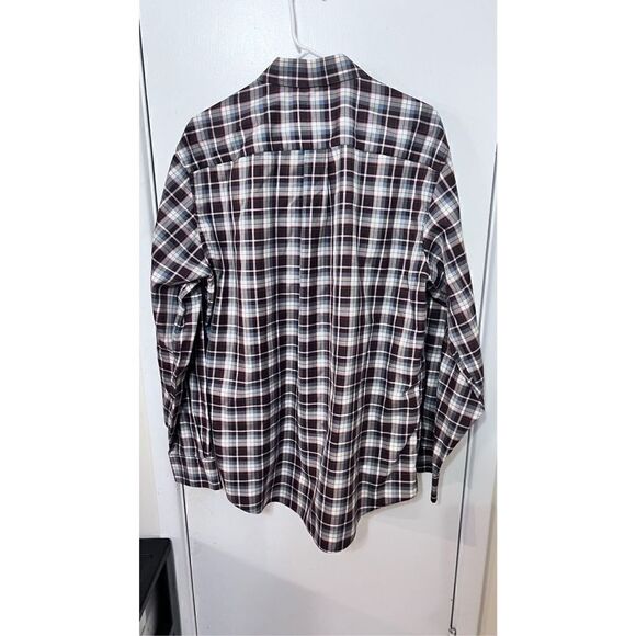 JOS. A. BANK MENS BROWN PLAID BUTTON UP SHIRT SIZE L - Picture 7 of 9